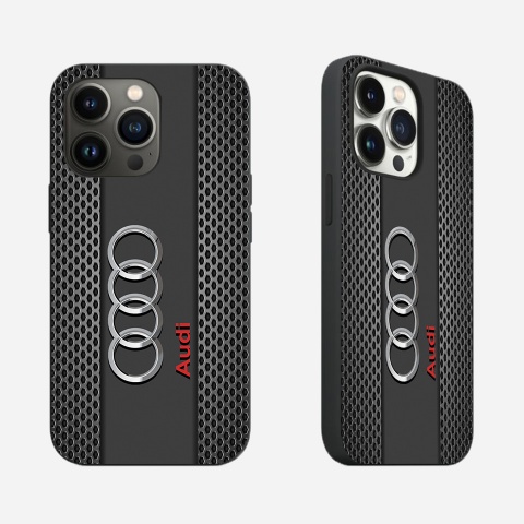 Audi case with imitation metal motifs with logo for iPhone 0031