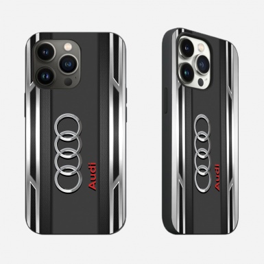 Audi iPhone case with gray elements on the side with logo 033