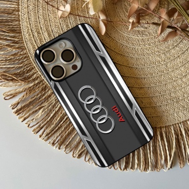 Audi iPhone case with gray elements on the side with logo 033