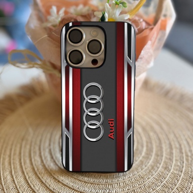 Audi phone case with red elements and logo in the middle 0034