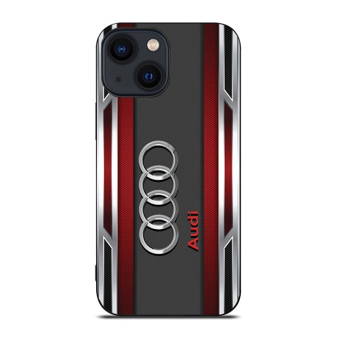 Audi phone case with red elements and logo in the middle 034