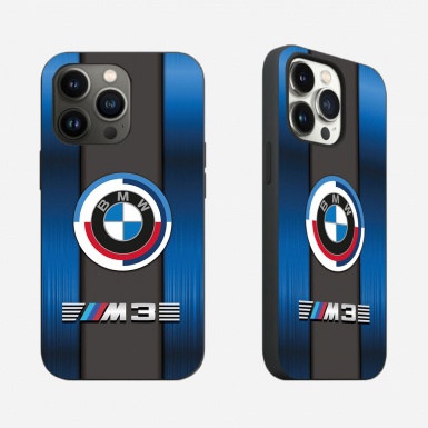 BMW stylish phone case with M3 logo blue and gray 006