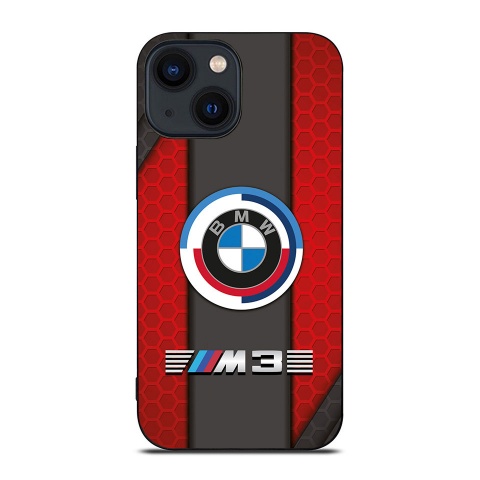 BMW M3 style red honeycomb and gray iphone case with logo 007