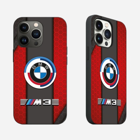 BMW M3 style red honeycomb and gray iphone case with logo 007