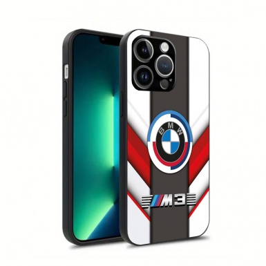 BMW M3 silicone case for iphone white and red with a gray line 012