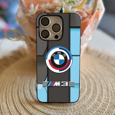 BMW M3 blue gray with new logo phone case for iPhone 017