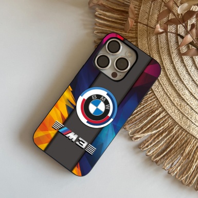 BMW M3 multicolor iPhone case with logo in the center 018