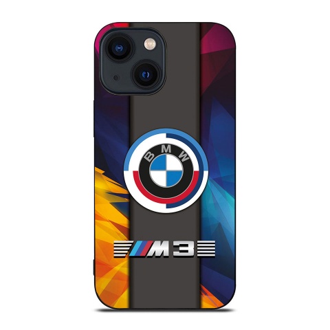 BMW M3 multicolor iPhone case with logo in the center 017