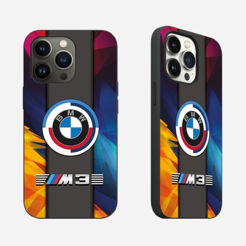 BMW M3 multicolor iPhone case with logo in the center 017