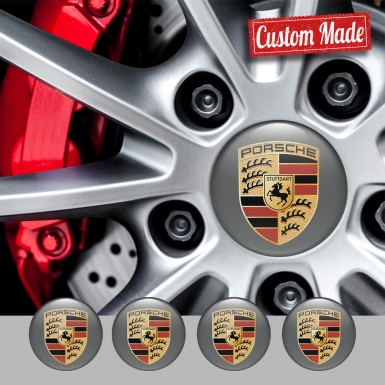 Porsche Emblems for Center Hup Cap Logo Dark Grey 