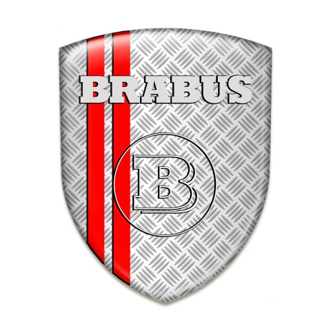 Brabus Embleme Silikon Metall Effekt mit Rot Streifen Auflage 