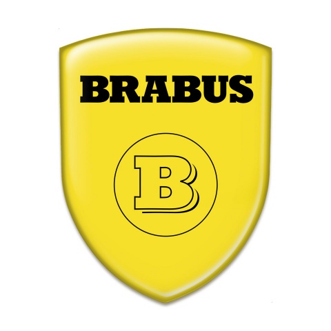 Brabus Car Interior Badge Yellow base Black Logo Edition 