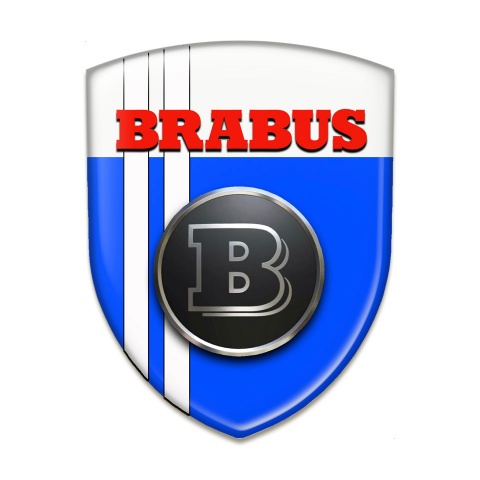 Brabus Silicone Car Decal Badge Blue White base with White Lines Style 