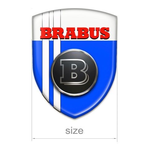 Brabus Silicone Car Decal Badge Blue White base with White Lines Style 