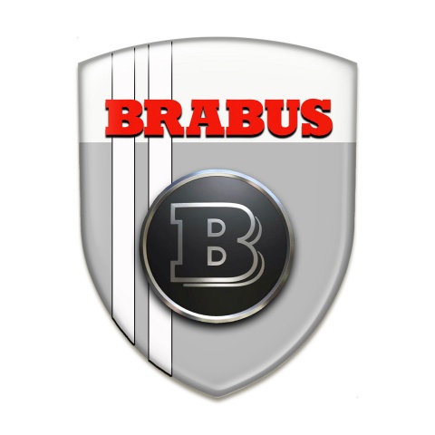 Brabus Silicone Car Decal Badge Grey White Base with White lines Design 