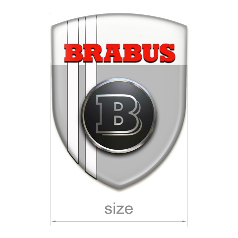 Brabus Silicone Car Decal Badge Grey White Base with White lines Design 