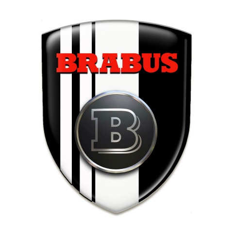 Brabus Auto Emblem Black White Base whit Red Logo Style