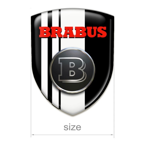 Brabus Auto Emblem Black White Base whit Red Logo Style