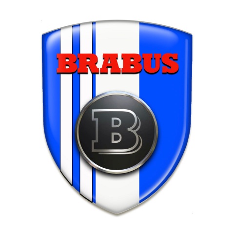 Brabus Auto Emblem High Quality Blue White Print with Red Logo Style 