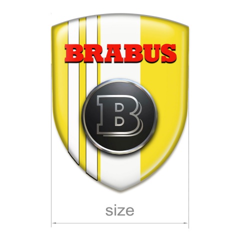 Brabus Emblem Badge Logo High End Yellow Base White Stripes Design 