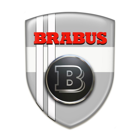 Brabus Epoxy Logo Emblem Grey White Design and Red Logo 