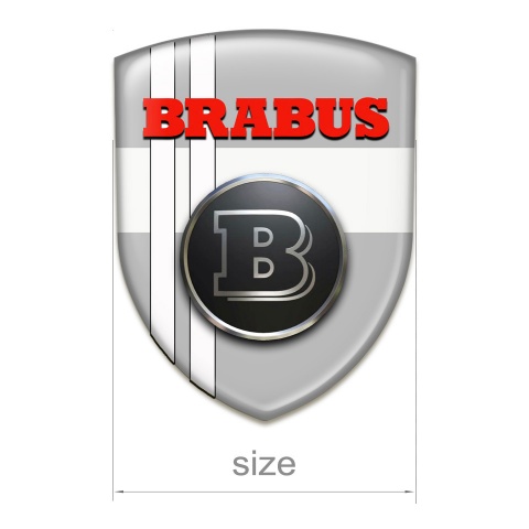 Brabus Epoxy Logo Emblem Grey White Design and Red Logo 