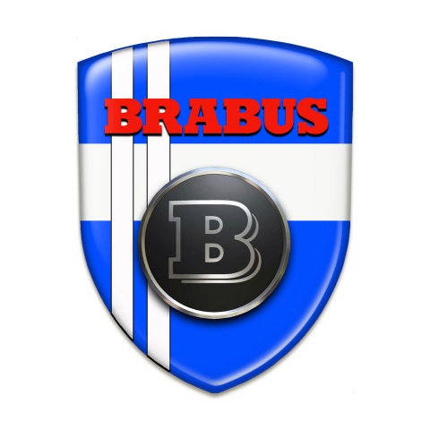 Brabus Emblem Interior Blue Background with White Stripes Edition 