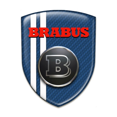 Brabus Car Accessories Badge Dark Blue Carbon White Stripes Design 