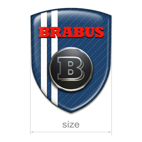 Brabus Car Accessories Badge Dark Blue Carbon White Stripes Design 