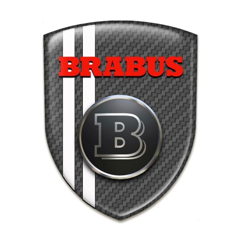 Brabus Self Adhesive Car logo Emblem Gray Carbon White Stripes Style 