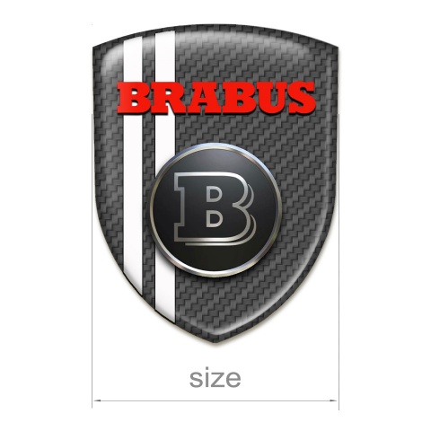 Brabus Self Adhesive Car logo Emblem Gray Carbon White Stripes Style 