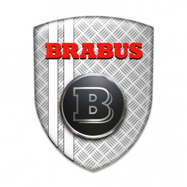 Brabus Silikonaufkleber Metall Effekt mit Weiss Streifen Modell 