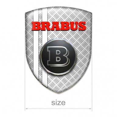 Brabus Silikonaufkleber Metall Effekt mit Weiss Streifen Modell 