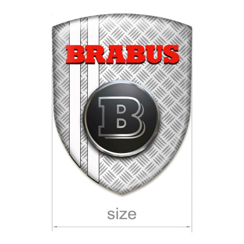 Brabus Silikonaufkleber Metall Effekt mit Weiss Streifen Modell 