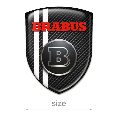 Brabus Silicone Car Decal Badge Black Carbon with White Stripes Background 