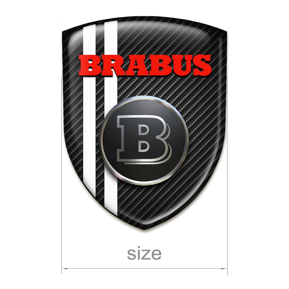 Brabus Silicone Car Decal Badge Black Carbon with White Stripes ...