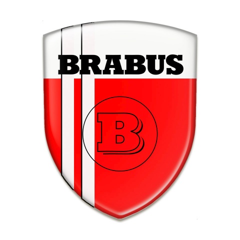 Brabus Self Adhesive Car logo Emblem Red White Base Black Logo 