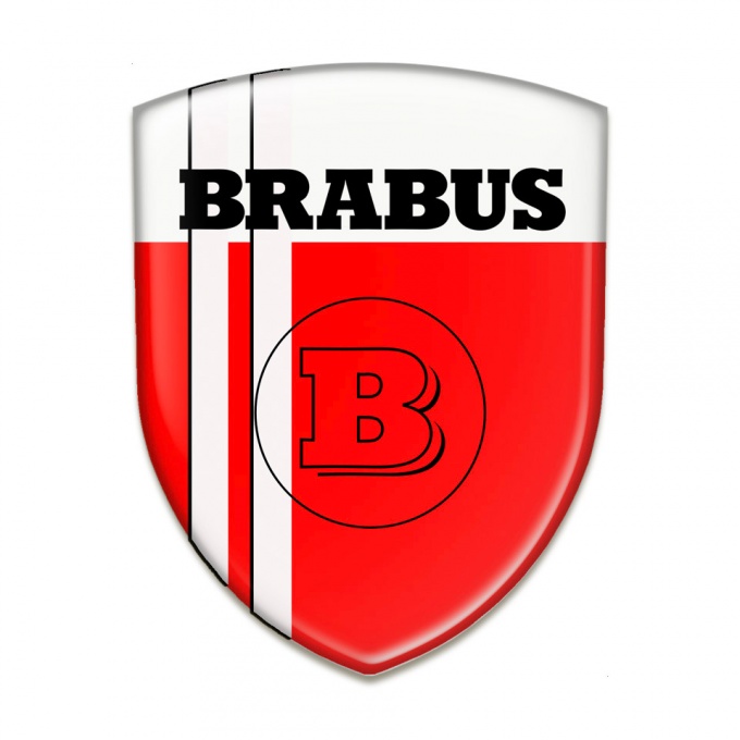 Brabus Self Adhesive Car logo Emblem Red White Base Black Logo 