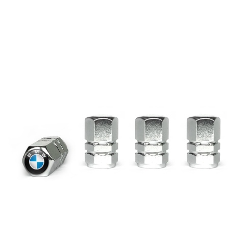 BMW Tyre Valve Caps Chrome 4 pcs Blue White Logo