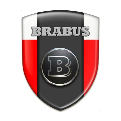 Brabus Logo Emblem Premium Quality Red White Base Graphite Central Panel 