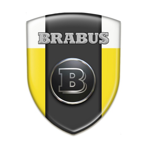 Brabus Self Adhesive Emblem Logo with Yellow White Base and Graphite Panel 