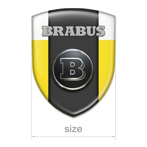 Brabus Self Adhesive Emblem Logo with Yellow White Base and Graphite Panel 