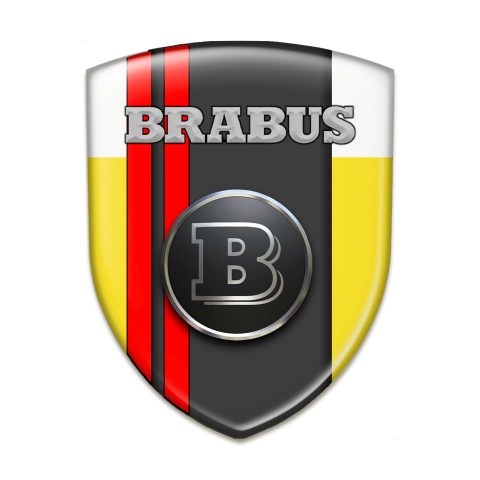 Brabus Domed Emblem Yellow White Base with Red Lines Design 