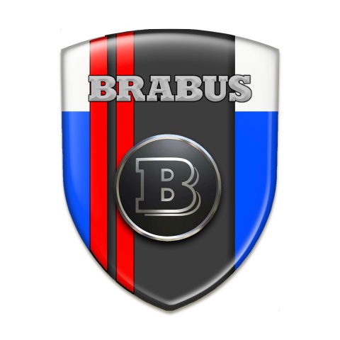 Brabus Silicone Emblem Racing Edition Blue White Print With Red Red Lines 