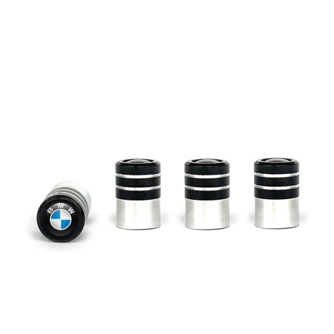 BMW Valve Caps Tire Black - Aluminium 4 pcs Blue White Logo