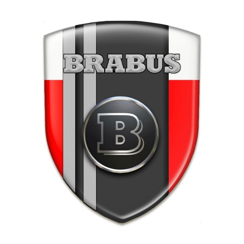 Brabus Resin Sticker Red White with Gray Lines Desig 