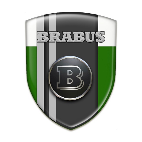 Brabus 3D Gel Emblem Green White with Gray Lines Style