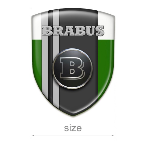 Brabus 3D Gel Emblem Green White with Gray Lines Style