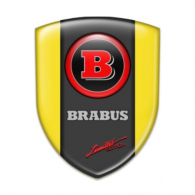 Brabus Self Adhesive Car logo Emblem Yellow Background with Graphite Central Panel and Red logo 