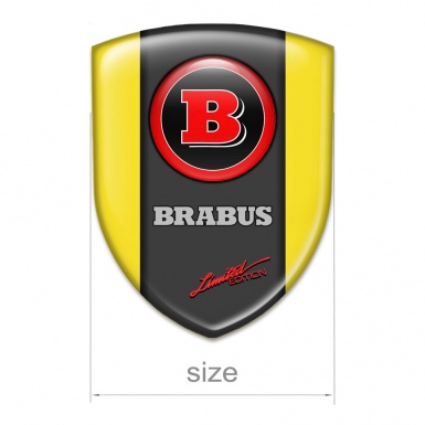 Brabus Self Adhesive Car logo Emblem Yellow Background with Graphite Central Panel and Red logo 